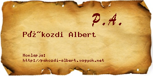 Pákozdi Albert névjegykártya